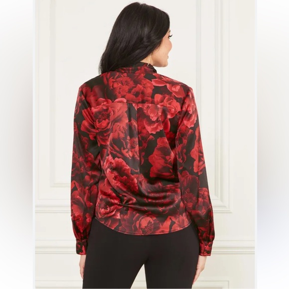 Marciano Red Floral Blouse - Size M - Picture 3 of 7